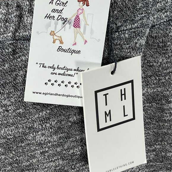 New THML Heather Black White  Off Shoulder Fringe Sweater Size S Small - Picture 8 of 12